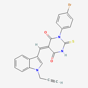 molecular formula C22H14BrN3O2S B3695062 1-(4-bromophenyl)-5-{[1-(2-propyn-1-yl)-1H-indol-3-yl]methylene}-2-thioxodihydro-4,6(1H,5H)-pyrimidinedione 