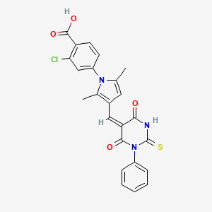 2-chloro-4-{3-[(4,6-dioxo-1-phenyl-2-thioxotetrahydro-5(2H)-pyrimidinylidene)methyl]-2,5-dimethyl-1H-pyrrol-1-yl}benzoic acid