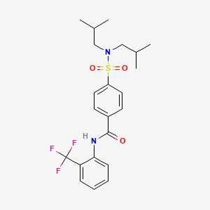 4-[bis(2-methylpropyl)sulfamoyl]-N-[2-(trifluoromethyl)phenyl]benzamide