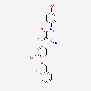 (E)-3-[3-bromo-4-[(2-fluorophenyl)methoxy]phenyl]-2-cyano-N-(4-hydroxyphenyl)prop-2-enamide