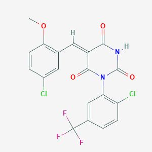 molecular formula C19H11Cl2F3N2O4 B3695346 5-(5-chloro-2-methoxybenzylidene)-1-[2-chloro-5-(trifluoromethyl)phenyl]-2,4,6(1H,3H,5H)-pyrimidinetrione 