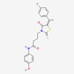 4-[5-(4-fluorobenzylidene)-4-oxo-2-thioxo-1,3-thiazolidin-3-yl]-N-(4-hydroxyphenyl)butanamide