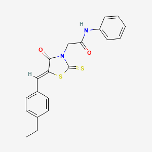 molecular formula C20H18N2O2S2 B3695373 2-[5-(4-ethylbenzylidene)-4-oxo-2-thioxo-1,3-thiazolidin-3-yl]-N-phenylacetamide 