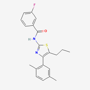 molecular formula C21H21FN2OS B3695391 N-[4-(2,5-dimethylphenyl)-5-propyl-1,3-thiazol-2-yl]-3-fluorobenzamide 