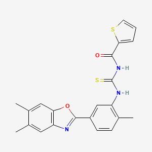 molecular formula C22H19N3O2S2 B3695432 N-[[5-(5,6-dimethyl-1,3-benzoxazol-2-yl)-2-methylphenyl]carbamothioyl]thiophene-2-carboxamide 