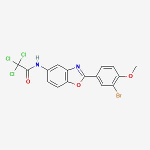 molecular formula C16H10BrCl3N2O3 B3695521 N-[2-(3-bromo-4-methoxyphenyl)-1,3-benzoxazol-5-yl]-2,2,2-trichloroacetamide 