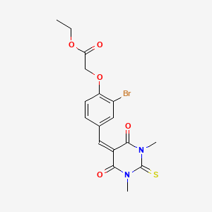 ethyl {2-bromo-4-[(1,3-dimethyl-4,6-dioxo-2-thioxotetrahydro-5(2H)-pyrimidinylidene)methyl]phenoxy}acetate