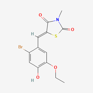 molecular formula C13H12BrNO4S B3695550 5-(2-bromo-5-ethoxy-4-hydroxybenzylidene)-3-methyl-1,3-thiazolidine-2,4-dione 