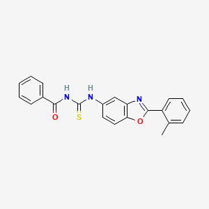 molecular formula C22H17N3O2S B3695560 N-({[2-(2-methylphenyl)-1,3-benzoxazol-5-yl]amino}carbonothioyl)benzamide 