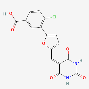 molecular formula C16H9ClN2O6 B3695612 4-chloro-3-{5-[(2,4,6-trioxotetrahydro-5(2H)-pyrimidinylidene)methyl]-2-furyl}benzoic acid CAS No. 6354-28-5