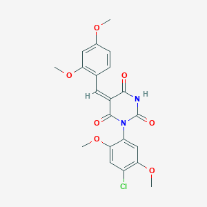 molecular formula C21H19ClN2O7 B3695616 1-(4-chloro-2,5-dimethoxyphenyl)-5-(2,4-dimethoxybenzylidene)-2,4,6(1H,3H,5H)-pyrimidinetrione 