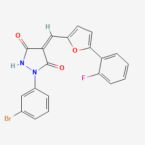 molecular formula C20H12BrFN2O3 B3695629 1-(3-bromophenyl)-4-{[5-(2-fluorophenyl)-2-furyl]methylene}-3,5-pyrazolidinedione 