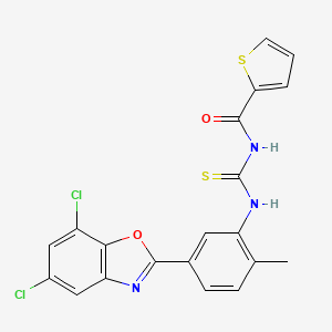 molecular formula C20H13Cl2N3O2S2 B3695633 N-({[5-(5,7-dichloro-1,3-benzoxazol-2-yl)-2-methylphenyl]amino}carbonothioyl)-2-thiophenecarboxamide 