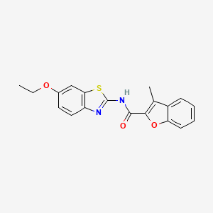 molecular formula C19H16N2O3S B3695640 N-(6-ethoxy-1,3-benzothiazol-2-yl)-3-methyl-1-benzofuran-2-carboxamide 