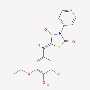 molecular formula C18H14ClNO4S B3695709 5-(3-chloro-5-ethoxy-4-hydroxybenzylidene)-3-phenyl-1,3-thiazolidine-2,4-dione 