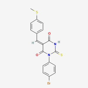 molecular formula C18H13BrN2O2S2 B3695748 1-(4-bromophenyl)-5-[4-(methylthio)benzylidene]-2-thioxodihydro-4,6(1H,5H)-pyrimidinedione 