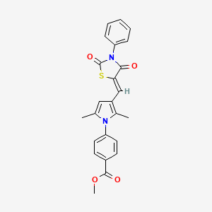 molecular formula C24H20N2O4S B3695763 methyl 4-{3-[(2,4-dioxo-3-phenyl-1,3-thiazolidin-5-ylidene)methyl]-2,5-dimethyl-1H-pyrrol-1-yl}benzoate 