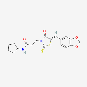 3-[5-(1,3-benzodioxol-5-ylmethylene)-4-oxo-2-thioxo-1,3-thiazolidin-3-yl]-N-cyclopentylpropanamide