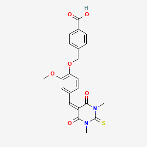 4-({4-[(1,3-dimethyl-4,6-dioxo-2-thioxotetrahydro-5(2H)-pyrimidinylidene)methyl]-2-methoxyphenoxy}methyl)benzoic acid