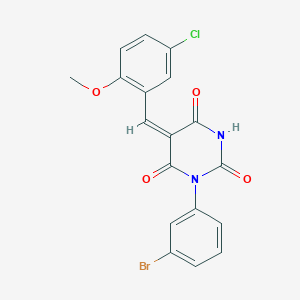 molecular formula C18H12BrClN2O4 B3695845 1-(3-bromophenyl)-5-(5-chloro-2-methoxybenzylidene)-2,4,6(1H,3H,5H)-pyrimidinetrione 