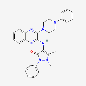 1,5-Dimethyl-2-phenyl-4-[[3-(4-phenylpiperazin-1-yl)quinoxalin-2-yl]amino]pyrazol-3-one