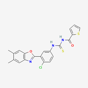 molecular formula C21H16ClN3O2S2 B3695922 N-({[4-chloro-3-(5,6-dimethyl-1,3-benzoxazol-2-yl)phenyl]amino}carbonothioyl)-2-thiophenecarboxamide 