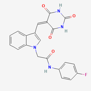 N-(4-fluorophenyl)-2-{3-[(2,4,6-trioxotetrahydro-5(2H)-pyrimidinylidene)methyl]-1H-indol-1-yl}acetamide