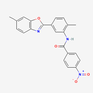 molecular formula C22H17N3O4 B3695954 N-[2-methyl-5-(6-methyl-1,3-benzoxazol-2-yl)phenyl]-4-nitrobenzamide 