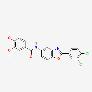 molecular formula C22H16Cl2N2O4 B3695962 N-[2-(3,4-dichlorophenyl)-1,3-benzoxazol-5-yl]-3,4-dimethoxybenzamide 