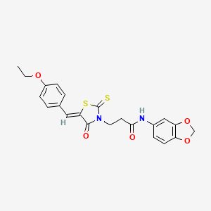 molecular formula C22H20N2O5S2 B3696126 N-1,3-benzodioxol-5-yl-3-[5-(4-ethoxybenzylidene)-4-oxo-2-thioxo-1,3-thiazolidin-3-yl]propanamide 