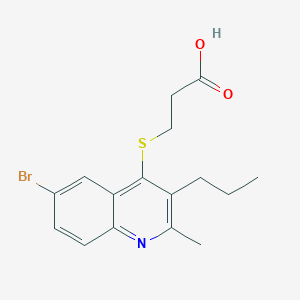 molecular formula C16H18BrNO2S B3696142 3-[(6-bromo-2-methyl-3-propyl-4-quinolinyl)thio]propanoic acid 