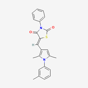 molecular formula C23H20N2O2S B3696150 5-{[2,5-dimethyl-1-(3-methylphenyl)-1H-pyrrol-3-yl]methylene}-3-phenyl-1,3-thiazolidine-2,4-dione 