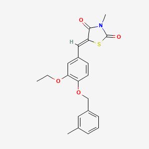 molecular formula C21H21NO4S B3696188 5-{3-ethoxy-4-[(3-methylbenzyl)oxy]benzylidene}-3-methyl-1,3-thiazolidine-2,4-dione 