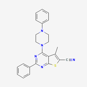 molecular formula C24H21N5S B3696211 5-methyl-2-phenyl-4-(4-phenyl-1-piperazinyl)thieno[2,3-d]pyrimidine-6-carbonitrile 