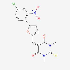 molecular formula C17H12ClN3O5S B3696258 5-{[5-(4-chloro-2-nitrophenyl)-2-furyl]methylene}-1,3-dimethyl-2-thioxodihydro-4,6(1H,5H)-pyrimidinedione 