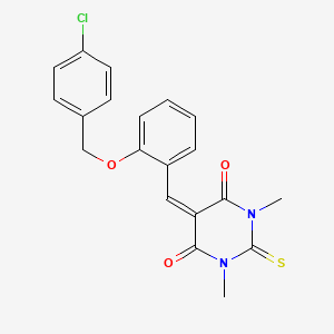 5-{2-[(4-chlorobenzyl)oxy]benzylidene}-1,3-dimethyl-2-thioxodihydro-4,6(1H,5H)-pyrimidinedione