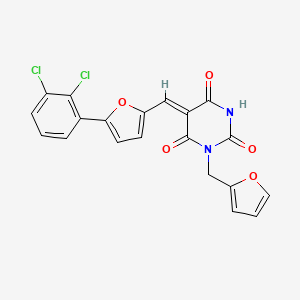 molecular formula C20H12Cl2N2O5 B3696327 5-{[5-(2,3-dichlorophenyl)-2-furyl]methylene}-1-(2-furylmethyl)-2,4,6(1H,3H,5H)-pyrimidinetrione 