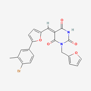 molecular formula C21H15BrN2O5 B3696337 5-{[5-(4-bromo-3-methylphenyl)-2-furyl]methylene}-1-(2-furylmethyl)-2,4,6(1H,3H,5H)-pyrimidinetrione 