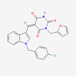 (5Z)-5-({1-[(4-Chlorophenyl)methyl]-1H-indol-3-YL}methylidene)-1-[(furan-2-YL)methyl]-1,3-diazinane-2,4,6-trione