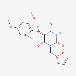 molecular formula C19H18N2O6 B3696382 (5Z)-5-[(2,4-dimethoxy-6-methylphenyl)methylidene]-1-(furan-2-ylmethyl)-1,3-diazinane-2,4,6-trione 