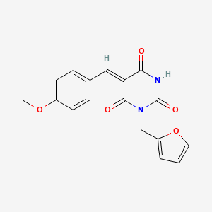 molecular formula C19H18N2O5 B3696384 1-(2-furylmethyl)-5-(4-methoxy-2,5-dimethylbenzylidene)-2,4,6(1H,3H,5H)-pyrimidinetrione 