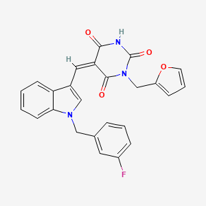 (5Z)-5-({1-[(3-Fluorophenyl)methyl]-1H-indol-3-YL}methylidene)-1-[(furan-2-YL)methyl]-1,3-diazinane-2,4,6-trione