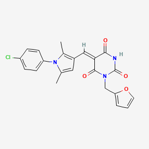 molecular formula C22H18ClN3O4 B3696414 5-{[1-(4-chlorophenyl)-2,5-dimethyl-1H-pyrrol-3-yl]methylene}-1-(2-furylmethyl)-2,4,6(1H,3H,5H)-pyrimidinetrione 