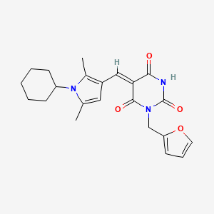 (5Z)-5-[(1-cyclohexyl-2,5-dimethyl-1H-pyrrol-3-yl)methylidene]-1-(furan-2-ylmethyl)pyrimidine-2,4,6(1H,3H,5H)-trione