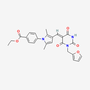 ethyl 4-(3-{[1-(2-furylmethyl)-2,4,6-trioxotetrahydro-5(2H)-pyrimidinylidene]methyl}-2,5-dimethyl-1H-pyrrol-1-yl)benzoate