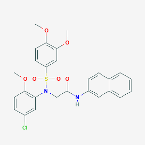 molecular formula C27H25ClN2O6S B3696525 N~2~-(5-chloro-2-methoxyphenyl)-N~2~-[(3,4-dimethoxyphenyl)sulfonyl]-N~1~-2-naphthylglycinamide 