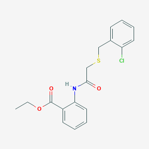 molecular formula C18H18ClNO3S B3696542 ethyl 2-({[(2-chlorobenzyl)thio]acetyl}amino)benzoate 