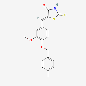 molecular formula C19H17NO3S2 B3696596 5-{3-methoxy-4-[(4-methylbenzyl)oxy]benzylidene}-2-thioxo-1,3-thiazolidin-4-one 