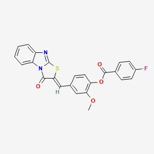 molecular formula C24H15FN2O4S B3696627 2-methoxy-4-[(3-oxo[1,3]thiazolo[3,2-a]benzimidazol-2(3H)-ylidene)methyl]phenyl 4-fluorobenzoate 