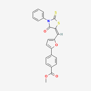 molecular formula C22H15NO4S2 B3696636 methyl 4-{5-[(4-oxo-3-phenyl-2-thioxo-1,3-thiazolidin-5-ylidene)methyl]-2-furyl}benzoate 